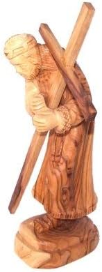 Holy Land Market Jesus Carrying The Cross - Olive Wood (20 cm or 8 Inches with Cross)