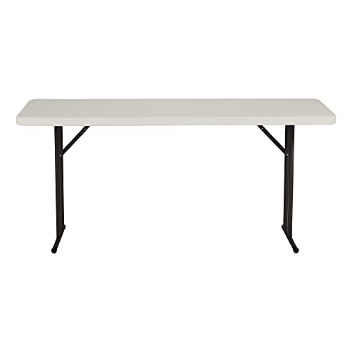 Norwood Commercial Furniture 6' Indoor/Outdoor Folding Training Table, Rectangular Blow-Molded Plastic Folding Training and Event Table, Gray