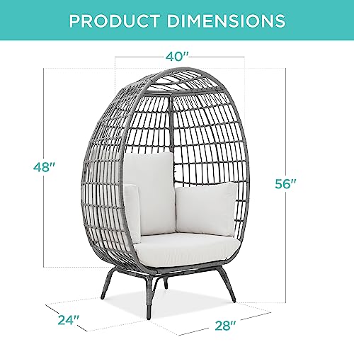 Best Choice Products Wicker Egg Chair, Oversized Indoor Outdoor Lounger for Patio, Backyard, Living Room w/ 4 Cushions, Steel Frame, 440lb Capacity