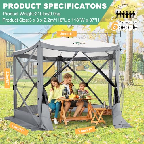 COBIZI 12x12ft Pop up Gazebo Screen Tent Screen House for Camping, Camping Outdoor Screened Gazebo, Canopy Tent