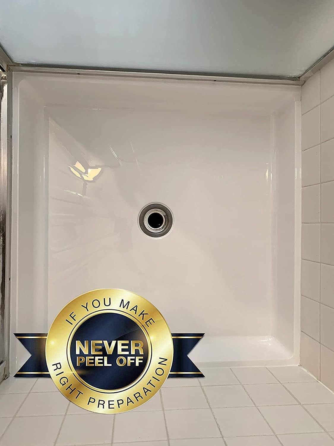 Armoglaze Shower Base Refinishing Kit, Easy Pour-on Application, Odorless, White Coating - 2 kg, Made In USA. (For Large Shower Base Size 6x3).