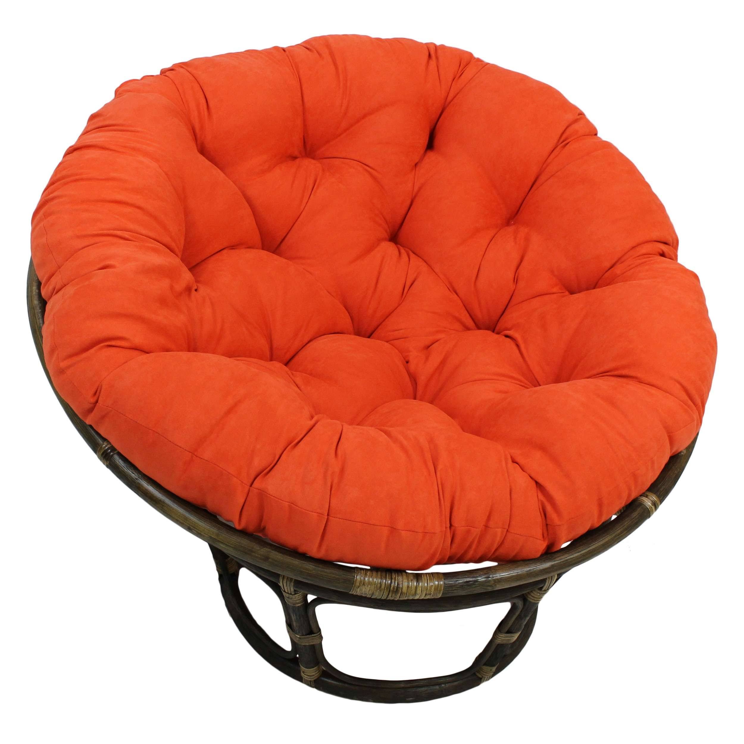 International Caravan Rattan 42-Inch Papasan Chair with Micro Suede Cushion - Tangerine Dream