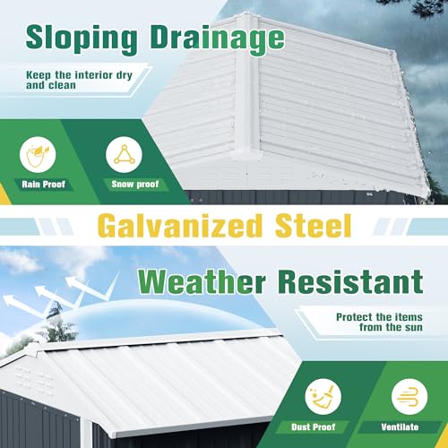 Flamaker Storage Shed Waterproof Metal Garden Shed with Lockable Door Utility Tool Shed Outdoor Storage for Backyard, Patio and Lawn (5 x 3 FT)