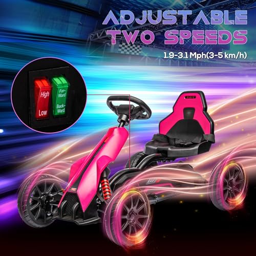 Aosom 12V Electric Go Kart for Kids, Outdoor Ride-On Toy with Forward Backward Drive & Adjustable Speed, Gift for Child 3-8 Years Old, White