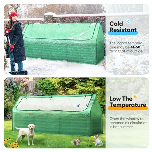 Quictent Raised Garden Bed Galvanized Raised Beds for Gardening Vegetables with Cover 8x4x1 ft Metal Planter Box Outdoor Use (Clear)