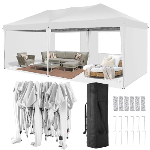 COBIZI Canopy 10x20 Pop Up Canopy Tent with 6 Sidewalls Party Tents for Parties Weddings Backyard Waterproof Canopy Outdoor Commercial Canopy Event