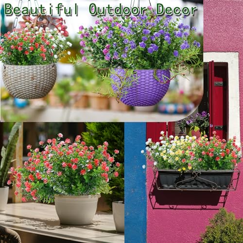 Yellow Artificial Flowers Outdoor,Yellow Fake Flowers Outdoor,UV Resistant Yellow Faux Flowers Outdoors,Front,Porch Decor