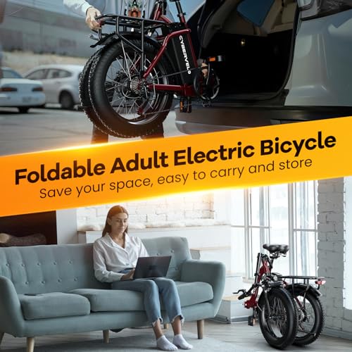 Folding Electric Bike for Adults with Peak 1000W Motor, 48V 20AH Battery up to 30MPH 80 Miles, 20" Fat Tire All Terrain Ebike