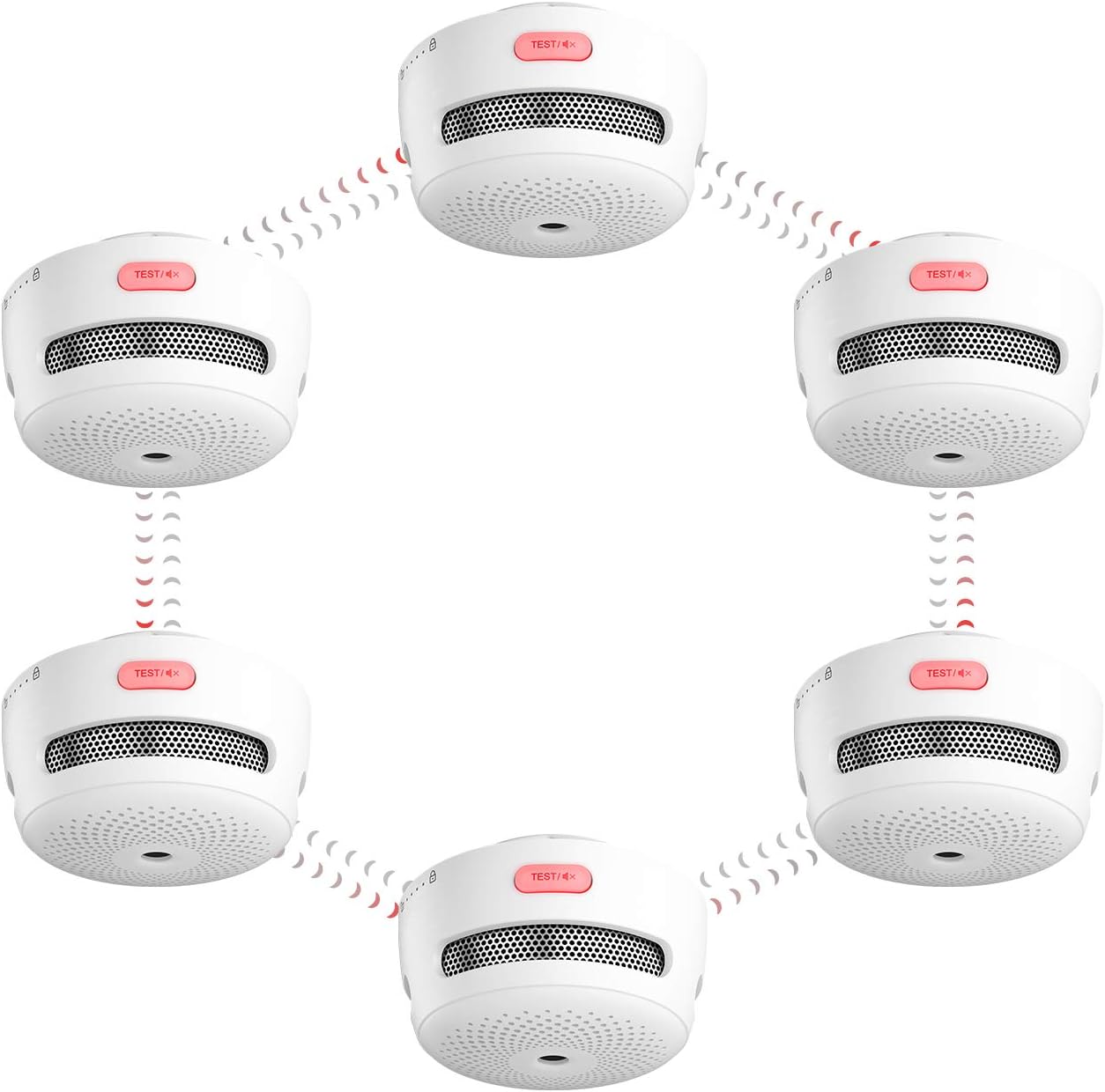 [Upgraded Model] X-Sense Wireless Interconnected Smoke Detector Fire Alarm with Over 820 feet Transmission Range, XS01-WR Link+, 6-Pack