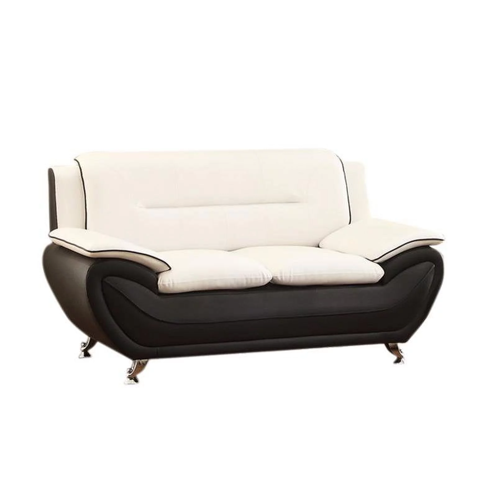2 Piece Living Room Set with 2 Tone Loveseat and Armchair in Black/Beige