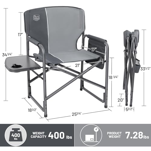 TIMBER RIDGE Folding Rocking Camping Chair, 400lbs Capacity Portable Oversized Outdoor Rocker with Hard Armrests, Cup Holder & Side Pocket