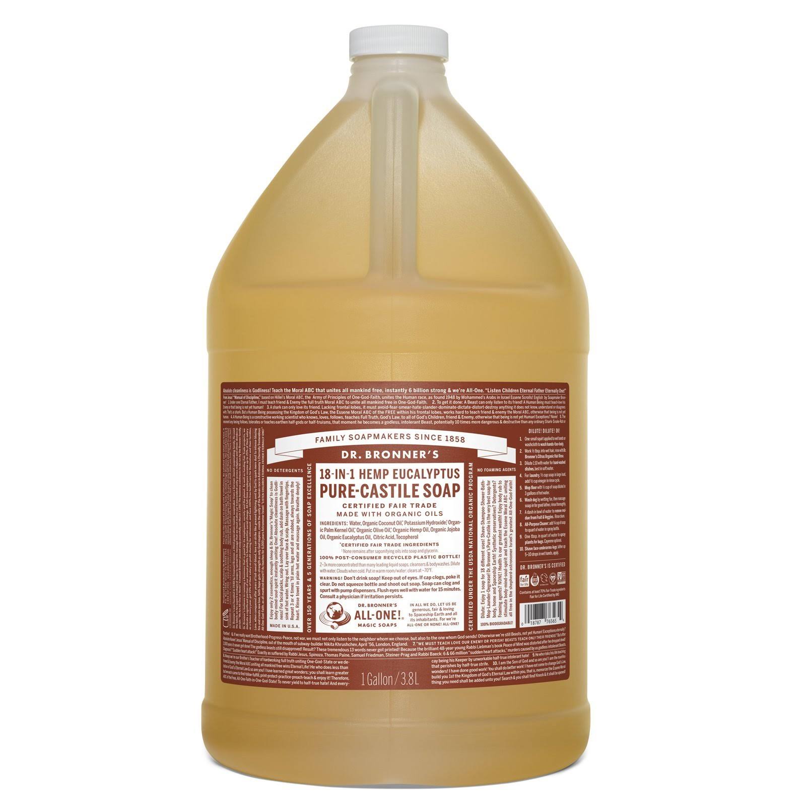 Dr Bronners Soap, Pure-Castile, 18-in-1 Hemp, Eucalyptus - 128 fl oz