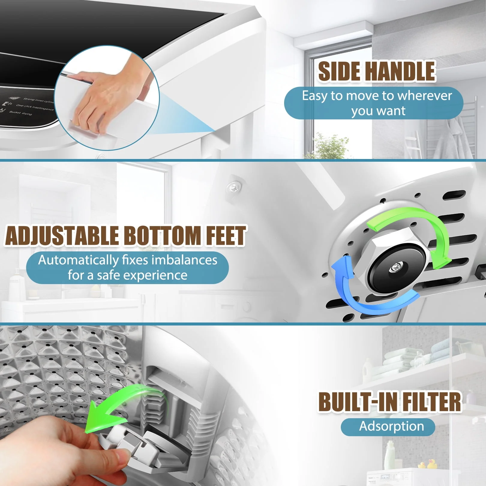 Qhomic 17.8 lbs Portable Washing Machine, 2 in 1 Full Automatic Washer & Dryer with Drain Pump, LED Display, Visual Glass Top-Load
