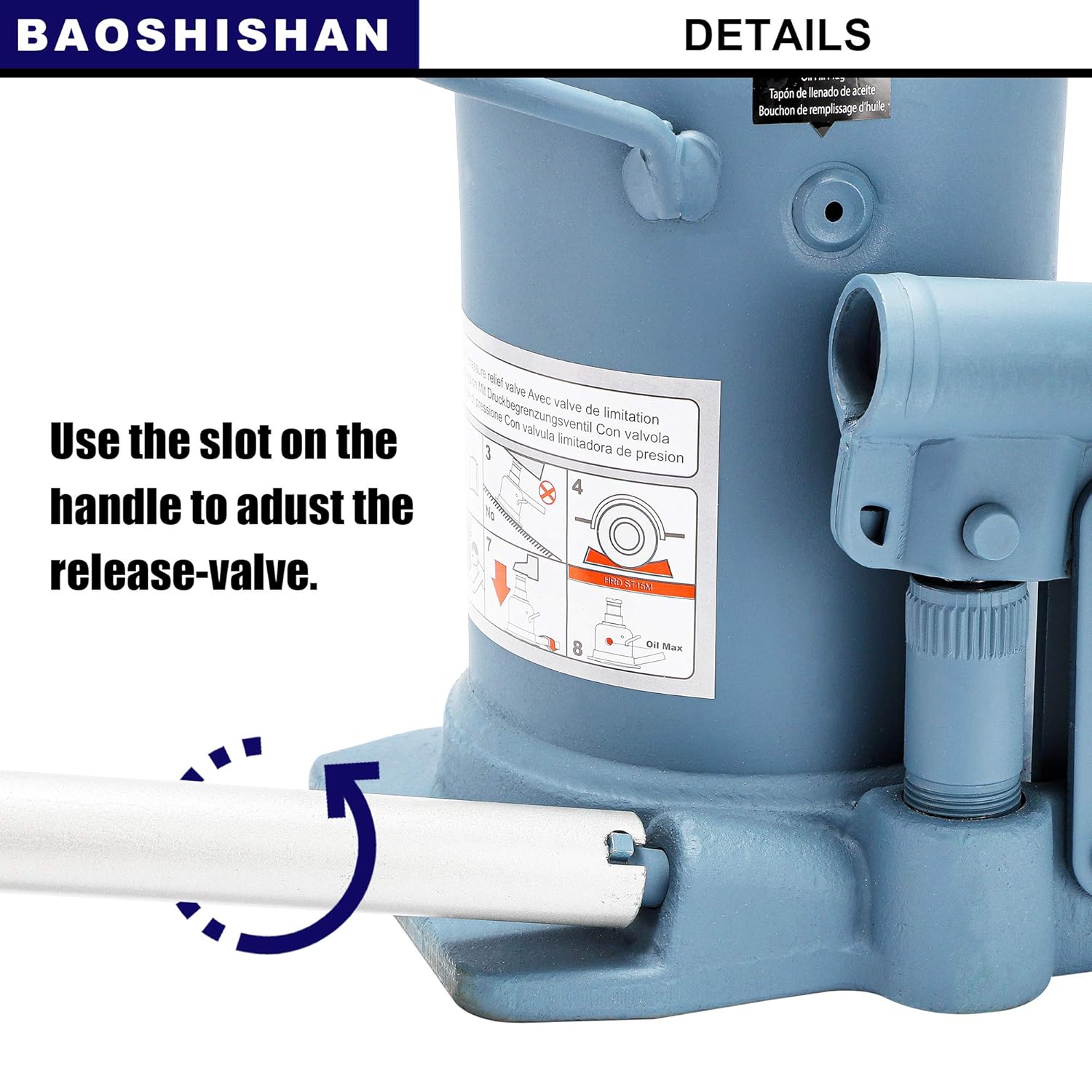 BAOSHISHAN 12 Ton High Lift Bottle Jack 9.25" to 23.23" Lifting Range Heavy Duty Double Ram Hydraulic Truck Jack