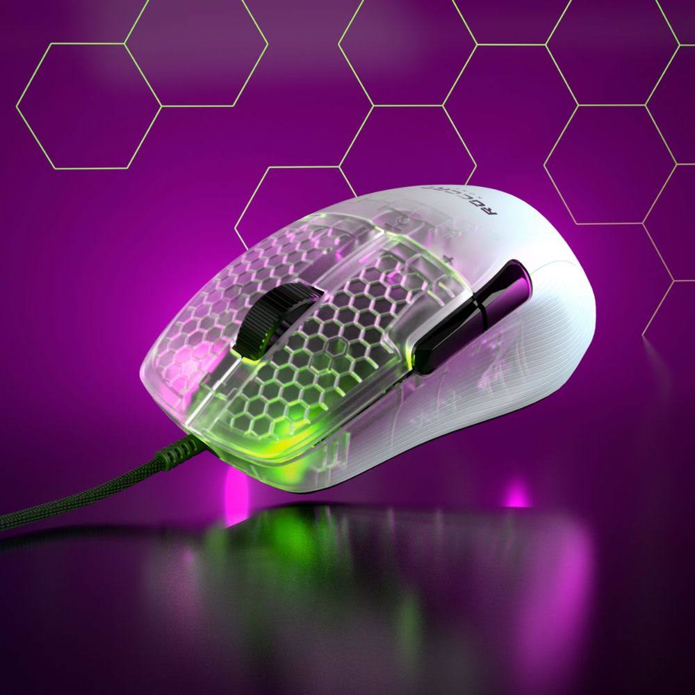 Roccat - Kone Pro Wired Ultralight 19K dpi Optical Gaming Mouse with RGB Lighting White - Arctic White