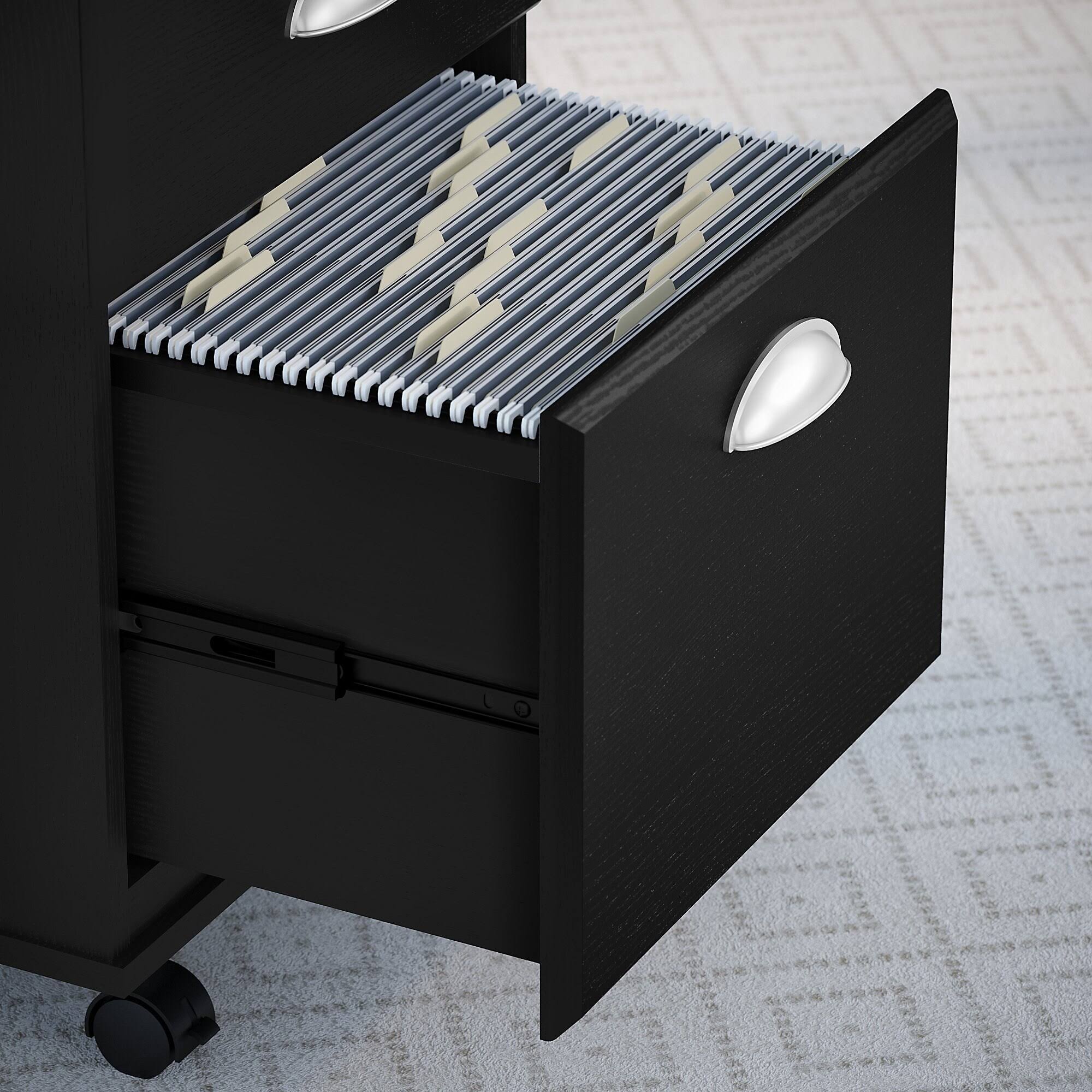 Kathy Ireland Home by Bush Furniture Connecticut 48W Writing Desk with 2 Drawer Mobile File Cabinet in Black Suede Oak