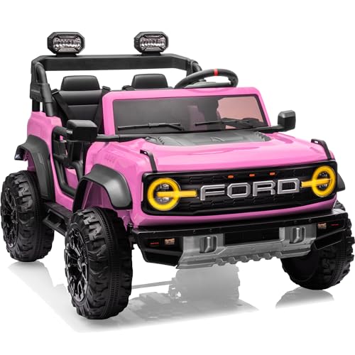 24V Ride on Toys for Big Kids, Licensed Ford Bronco Raptor 2 Seater Ride on Cars with Remote Control, Ride on Truck w/ 4-Wheeler Suspension, 3 Speeds