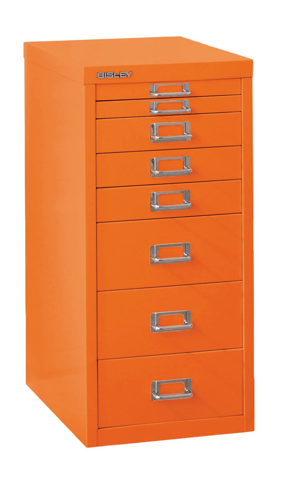 Bisley 8-Drawer Steel Multidrawer Storage Cabinet, Orange