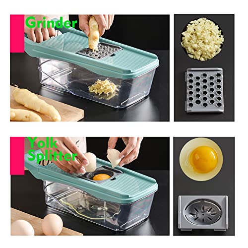 13-in-1 Vegetable Chopper - Vegetable Slicer - Egg Separator - Onion Chopper with Container - Pro Food Chopper - Grey Slicer Dicer Cutter