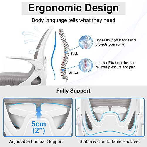 Primy Drafting Chair Tall Office Chair with Flip-up Armrests Executive Ergonomic Computer Standing Desk Chair with Lumbar Support and Adjustable