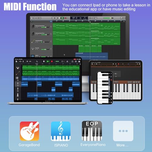 88 Key Digital Piano, Semi Weighted Electronic Keyboard Piano with Music Stand, Power Supply, Sustain Pedal, Bluetooth, Carrying Case, Headphones