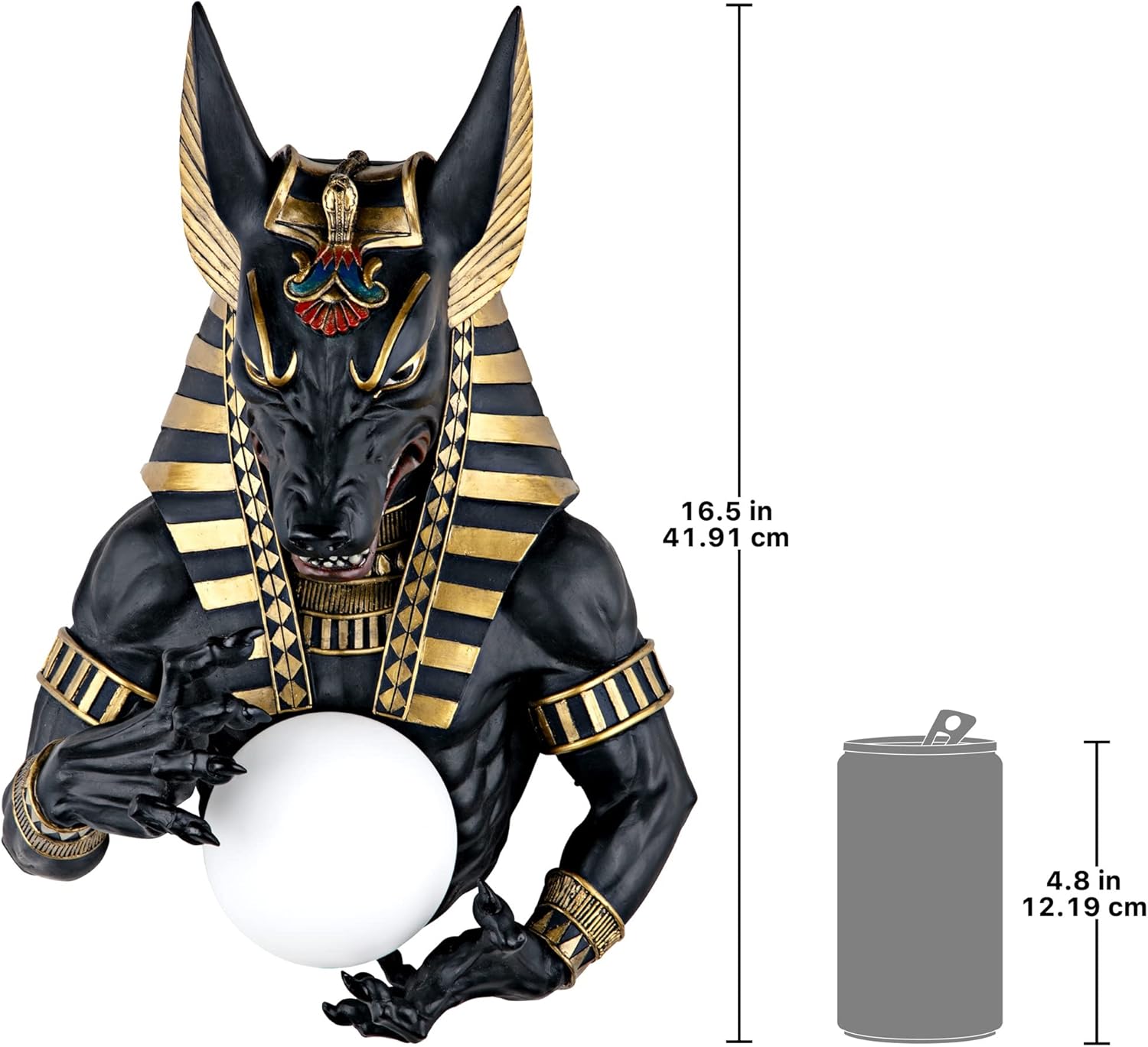 Design Toscano Anubis, Egyptian God of The Underworld Illuminated Wall Sculpture