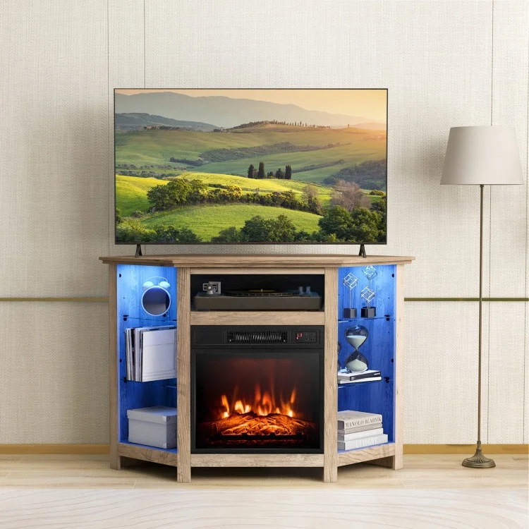 Corner TV Stand with Electric Fireplace - 67.0 | Cozy Ambiance & Efficient Heating