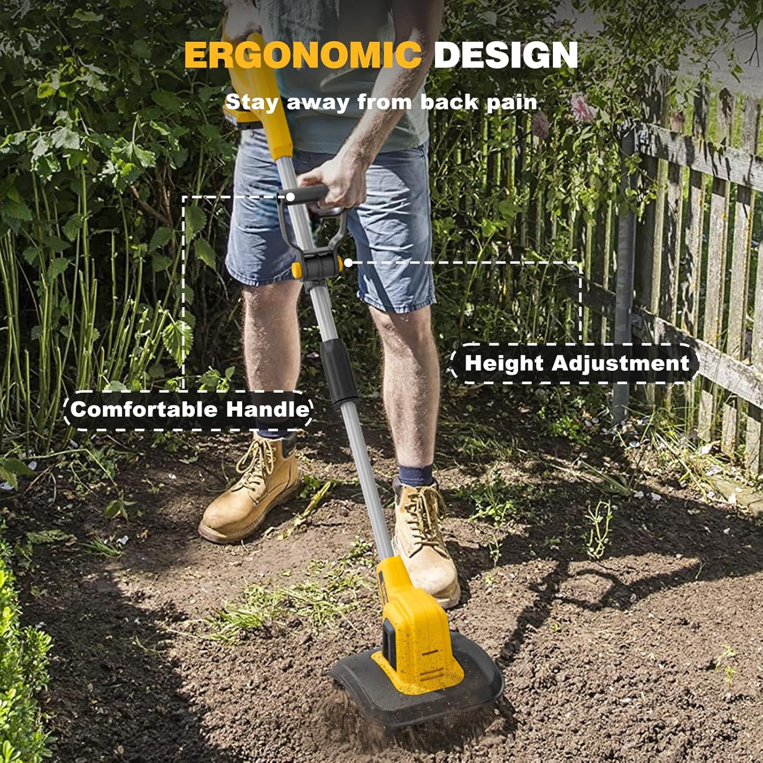 Alloyman 20V Cordless Tiller Cultivator,360RPM Electric Garden Tiller, with 2 * 2.0Ah Batteries & Charger,9In Tilling Width