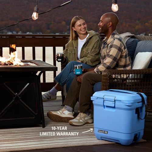 Coleman Pro 55qt Wheeled Ultra-Light Premium Hard Cooler, Extra-Thick Insulation Keeps Ice up to 5 Days, 92-Can Capacity, Heavy-Duty Wheels