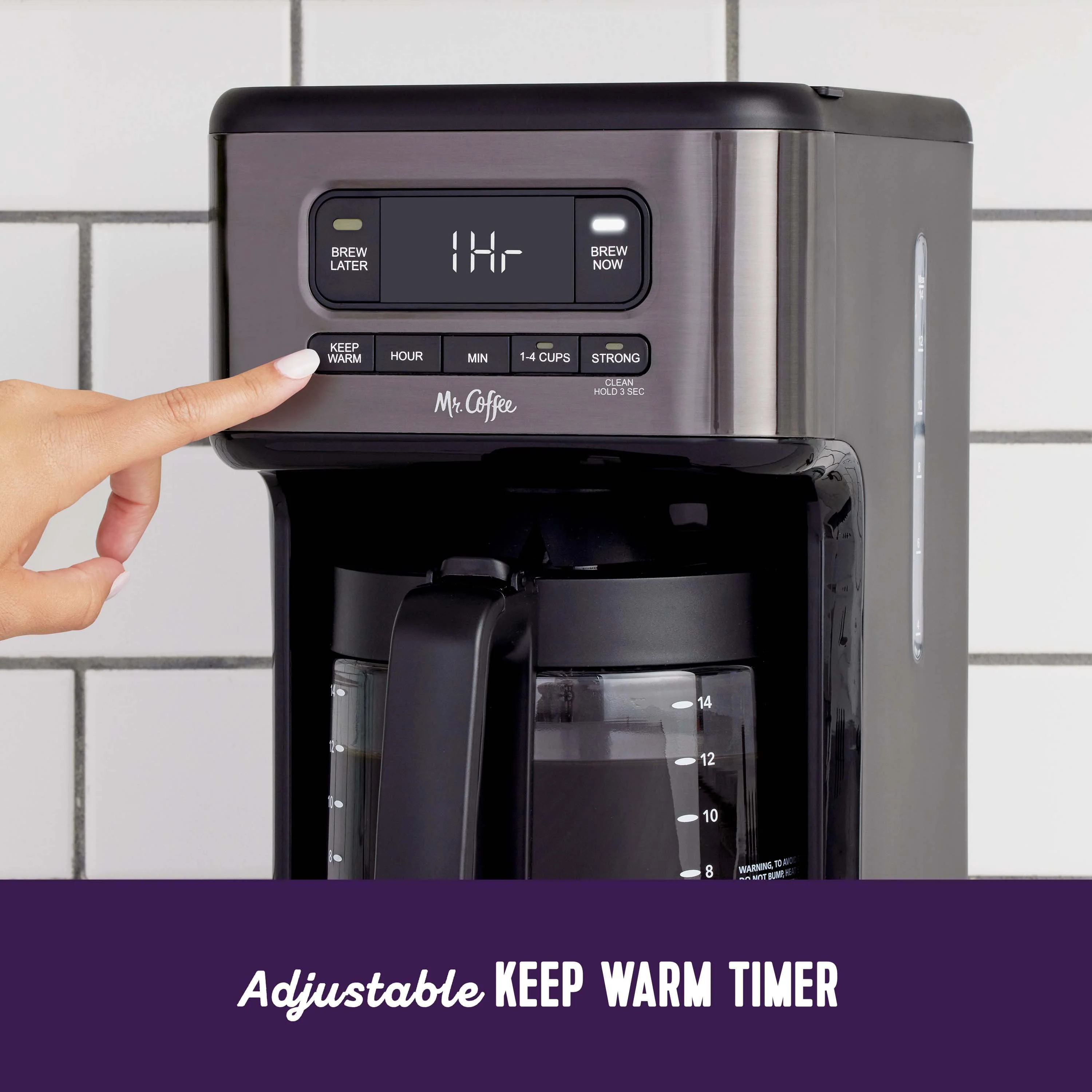Mr. Coffee? 14 Cup Programmable Coffee Maker, Dark Stainless Steel
