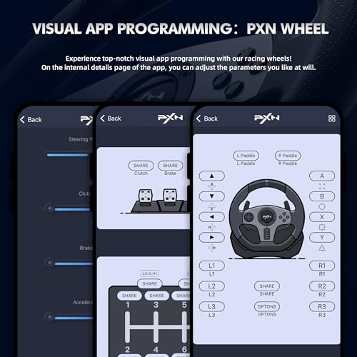 PXN Racing Wheel - Steering Wheel V9 Driving Wheel 270°/ 900° Degree Vibration Gaming Steering Wheel with Shifter and Pedal for PS4,PC,PS3