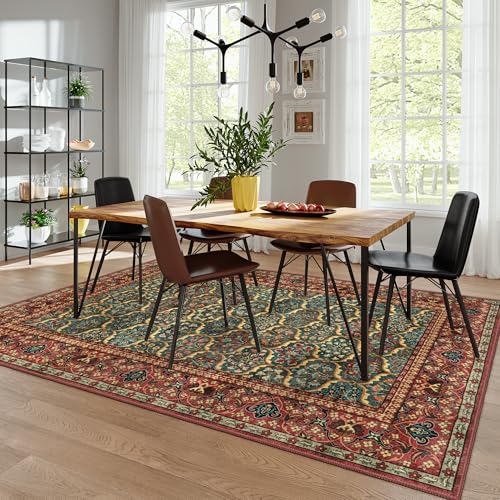 Lahome 8 x 10 Area Rugs for Living Room - Oriental Washable Non-Slip Large Rug Ultra-Thin Stain Resistant Dining Room Rugs for Under Table
