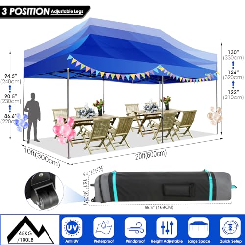 COBIZI 13x26 Pop Up Tent 13x26 Canopy with Sidewalls Heavy Duty Canopy Party Tent for Parties