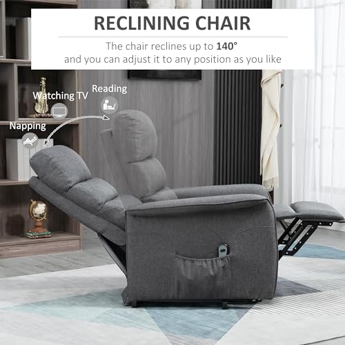 HOMCOM Power Lift Recliner Chair for Elderly, Easy Assembly, Fabric Lift Chair for Adults, Recliner Sofa with Remote Control