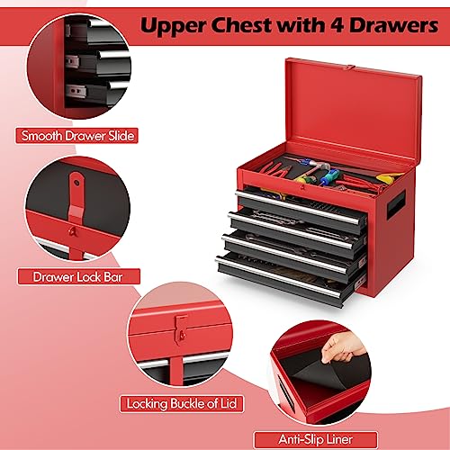 S AFSTAR 5-Drawer Rolling Tool Chest, High Capacity Tool Storage Cabinet W/Lockable Wheels, Adjustable Shelf & Anti-Slip Liner