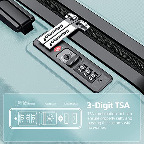 SHOWKOO Luggage Sets Expandable PC+ABS Durable Suitcase Double Wheels TSA Lock Black