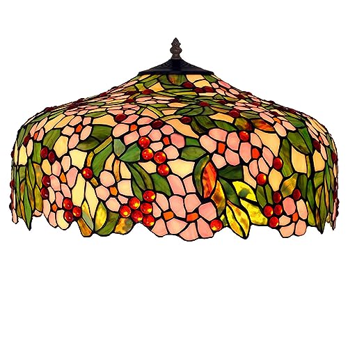 Tiffany Table Lamp Stained Glass Bedside Reading Lamp 3-Light 20"X20"X32" Antique Victorian Art Style Desk Lamp for Bedroom Living Room Study Office