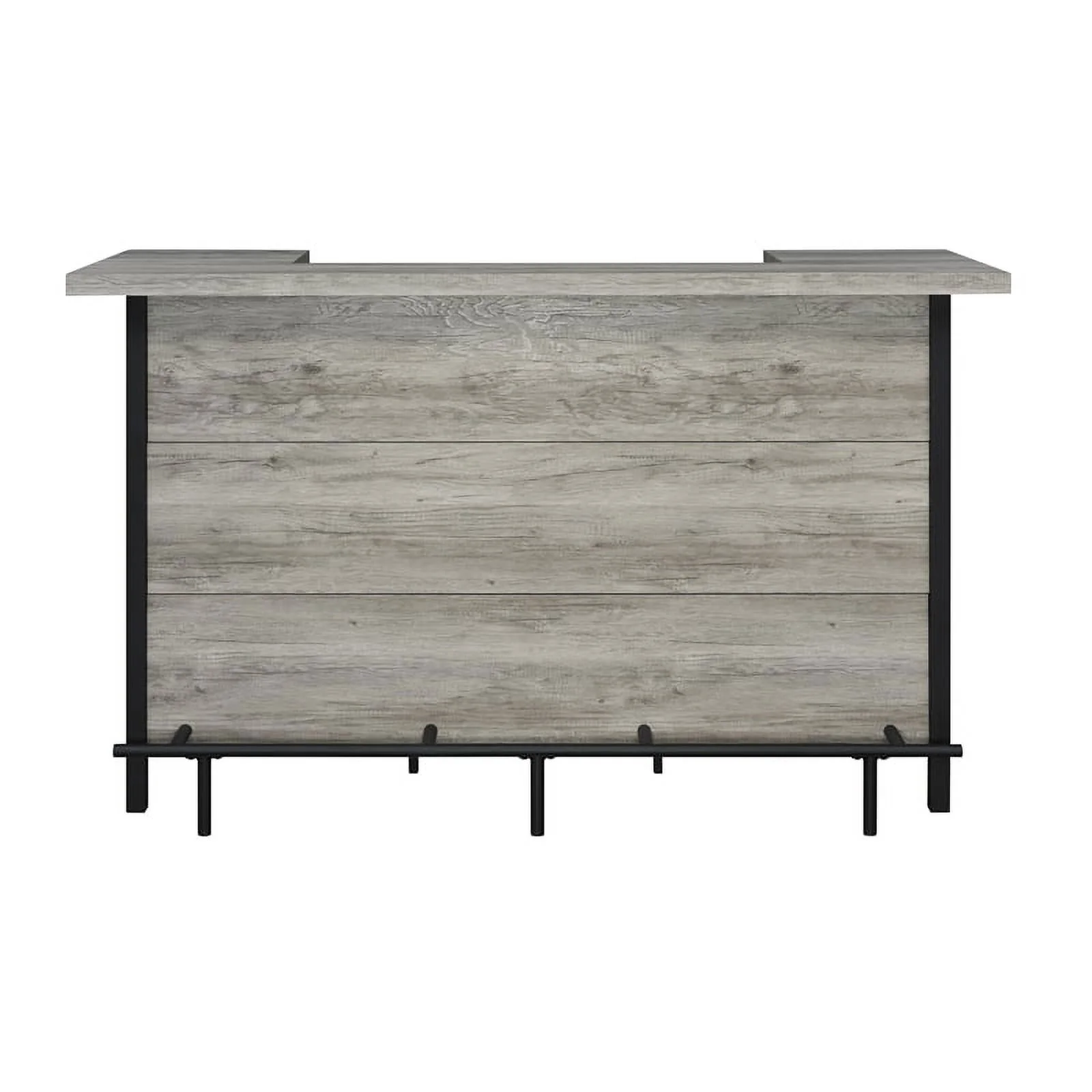 Pemberly Row 70.75"W Modern Wood Bar Unit in Gray Driftwood/Black