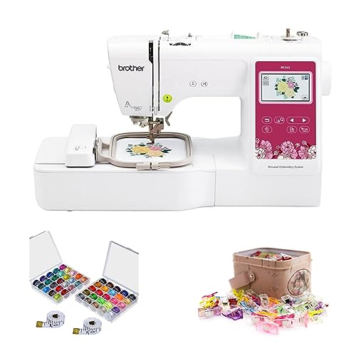 Brother Elite PE545 3.7-Inch LCD Touch Display Computerized Embroidery Machine with Sewing Bundle (3 Items)