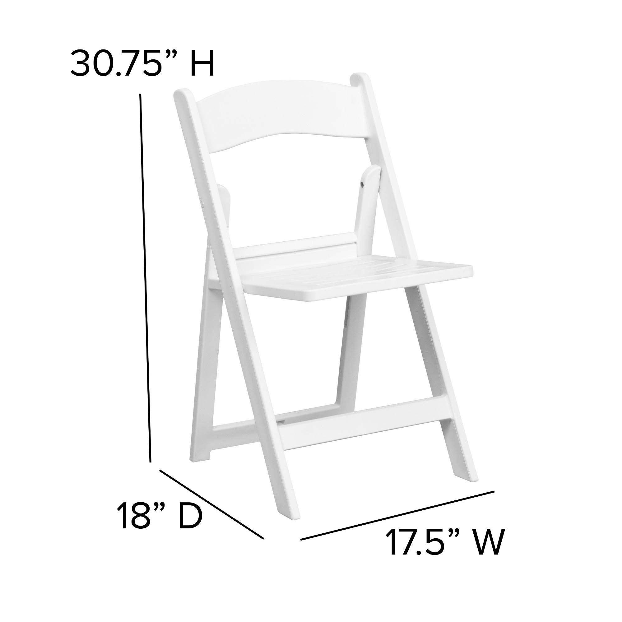 Flash Furniture 2 Pk. Hercules Series 1000 lb. Capacity White Resin Folding Chair with Slatted Seat