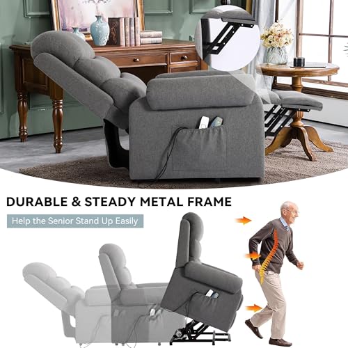 Power Lift Recliner Chair Recliners for Elderly with Heat and Massage Recliner Chair for Living Room with Infinite Position and Side Pocket