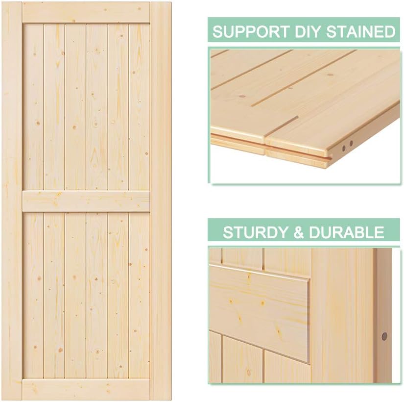 ROYMELO 36 x 84 inch Unfinished Sliding Barn Wood Door Slab
