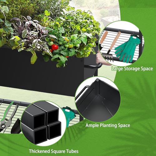 51 &times; 26 &times; 32 Inches Raised Garden Bed with Legs/Storage Shelf, Mobile Planter Box for Outdoor Plants, Elevated Garden Bed for Backyard