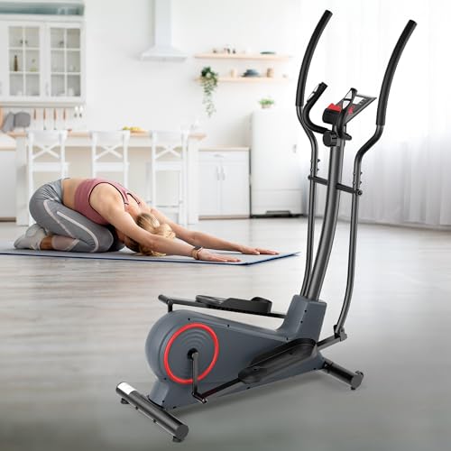 Elliptical Exercise Machine Elliptical Machine for Home with 8 Levels Adjustable Resistance LCD Monitor Pulse Monitor 13IN Stride 300 LBS Weight