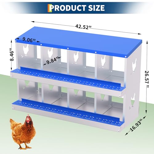 Garvee Chicken Nesting Box with Removable Tray, 8 Compartment Nesting Boxes for Chickens, Easy to Clean and Install