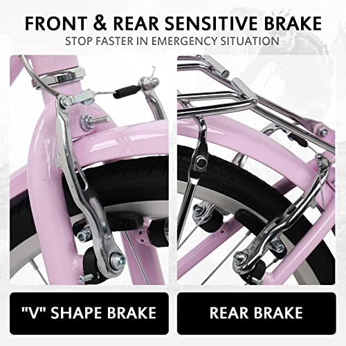Ktaxon Women Bike Bicycles for Women, Beach Cruiser Bike with Premium Derailleur & Shift Lever, Adjustable Seat