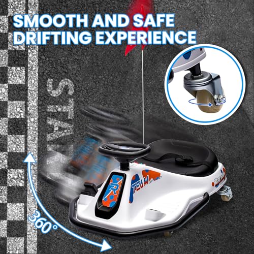 24V Electric Go Kart, 7Ah Drifting Car，Battery Powered Ride on Car Outdoor with 360 Degrees Rotating, Simplified Drift System, Variable Speed