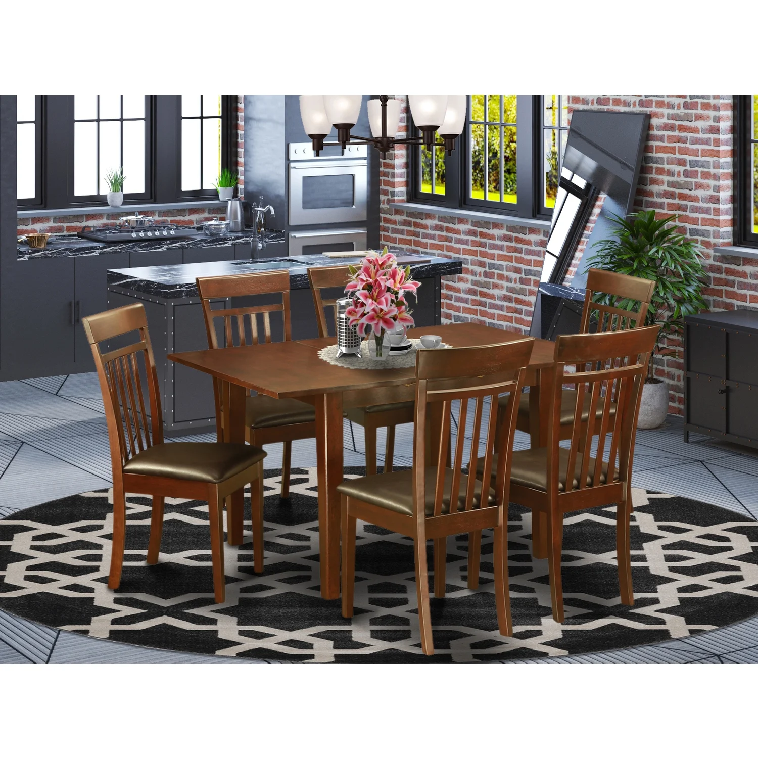 HomeStock Timeless Tradition 7 Pc Dinette Set For Small Spaces - Dinette Table With 6 Dining Chairs