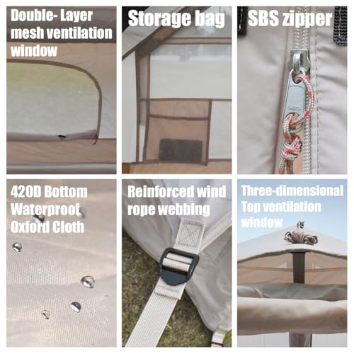 Inflatable Tent for Camping with Hand Pump Blow Up Tent Glamping 4 Season Air Tents