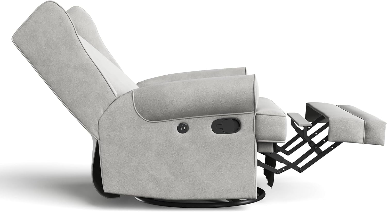 Storkcraft Serenity Wingback Children's Nursery Recline Glider with USB, Steel